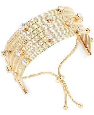 I.n.c. International Concepts Crystal Studded Snake Chain Multi-Row Slider Bracelet, Created for Macy's