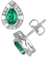 Le Vian Costa Smeralda Emerald (5/8 ct. t.w.) & Nude Diamond Pear-Shaped Stud Earrings (1/8 ct. t.w.) in 14k White Gold