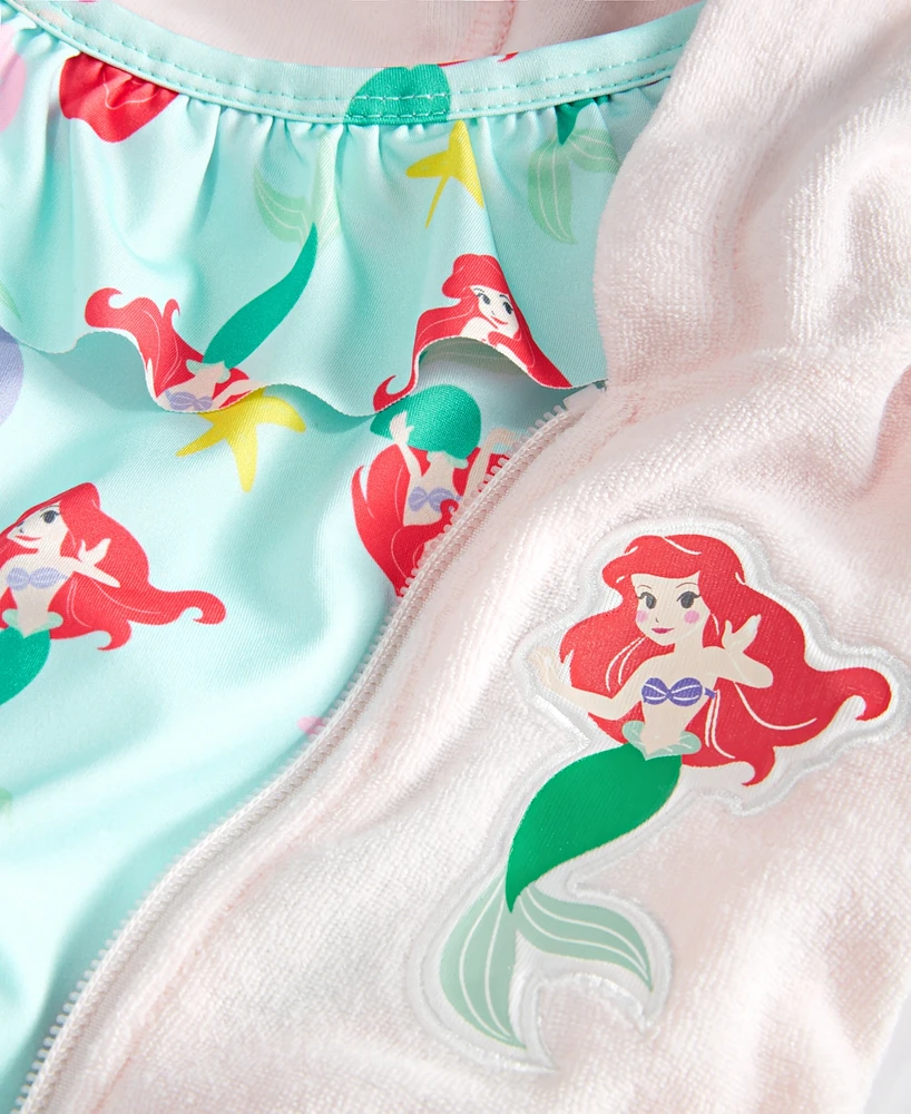 Disney Baby The Little Mermaid 2-Pc. Printed One-Piece Swimsuit & Hooded Swim Cover-Up Set