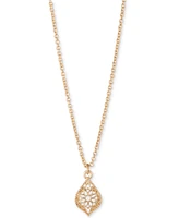Marchesa Gold-Tone Filigree Pendant Necklace, 16" + 3" extender