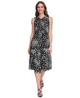 Dkny Women's Ruched Jacquard Clip Midi Dress