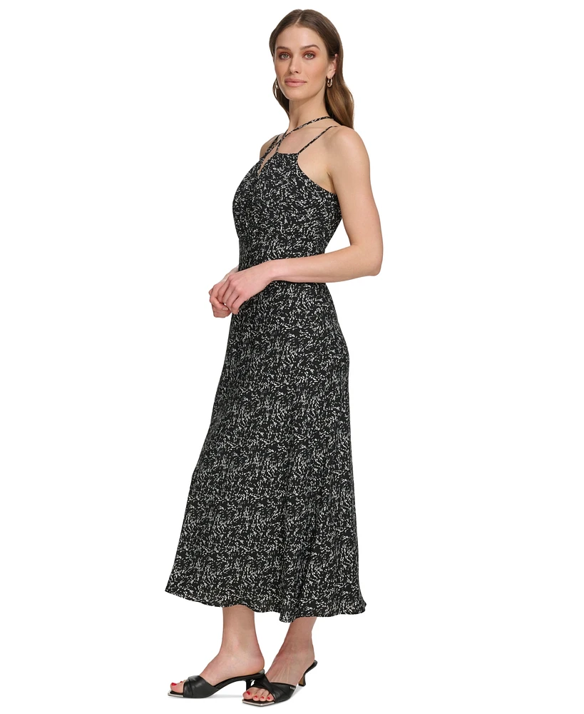 Dkny Women's Printed Strappy Sleeveless Midi Dress