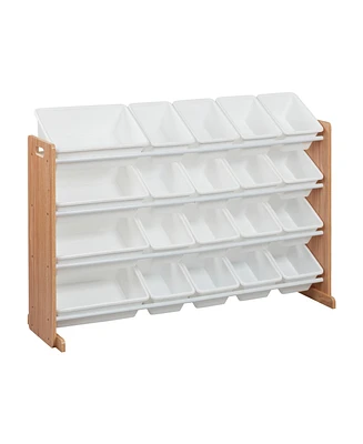 ECR4Kids 4-Tier Organizer with 20 Bins, Natural/Primary, 1