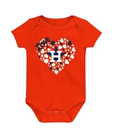 Baby Boys and Girls Fanatics Navy, Orange, Pink Houston Astros Three-Pack Home Run Bodysuit Set