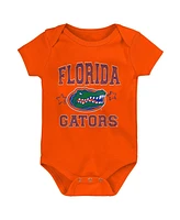Baby Boys and Girls Royal, Orange, Heather Gray Florida Gators 3-Pack Born To Be Bodysuit Set
