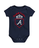 Baby Boys and Girls Fanatics Navy, Red, Pink Atlanta Braves Three-Pack Home Run Bodysuit Set