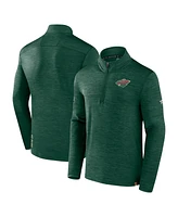 Men's Fanatics Heather Green Minnesota Wild Authentic Pro Quarter-Zip Pullover Top