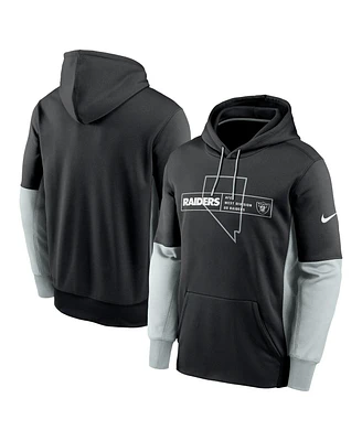 Men's Nike Black Las Vegas Raiders Color Block Fleece Performance Pullover Hoodie