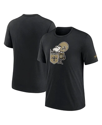 Men's Nike Black New Orleans Saints Rewind Logo Tri-Blend T-shirt