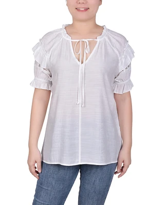 Ny Collection Women's Short Ruffled Sleeve Blouse