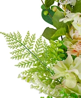 Northlight Hydrangea and Fern Spring Floral Berry Wreath, 28"