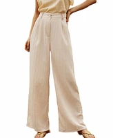 Cupshe Women's Apricot Tonal Stripe Straight Leg Trousers