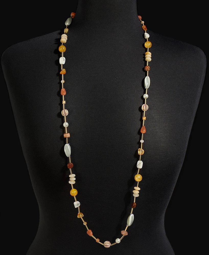 Style & Co Gold-Tone Multi Bead Station Long Necklace, 42" + 3" extender, Created for Macy's