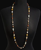 Style & Co Gold-Tone Multi Bead Station Long Necklace, 42" + 3" extender, Created for Macy's