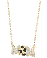 Diamond Soccer Mom Pendant Necklace (1/10 ct. t.w.) in Sterling Silver or 14k Gold-Plated Sterling Silver, 16" + 2" extender - Gold