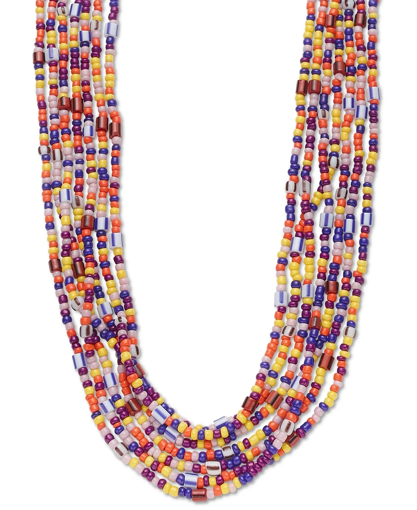 Style & Co Gold-Tone Multicolor Seed Bead Layered Collar Necklace, 18" + 3" extender, Created for Macy's