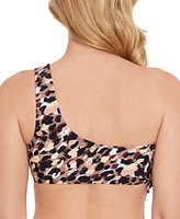 Salt + Cove Juniors' Leopard-Print One-Shoulder Bikini Top, Created for Macy's