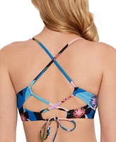 Salt + Cove Women's Blooming Wave Lace-Up-Back Midkini Top, Created for Macy's