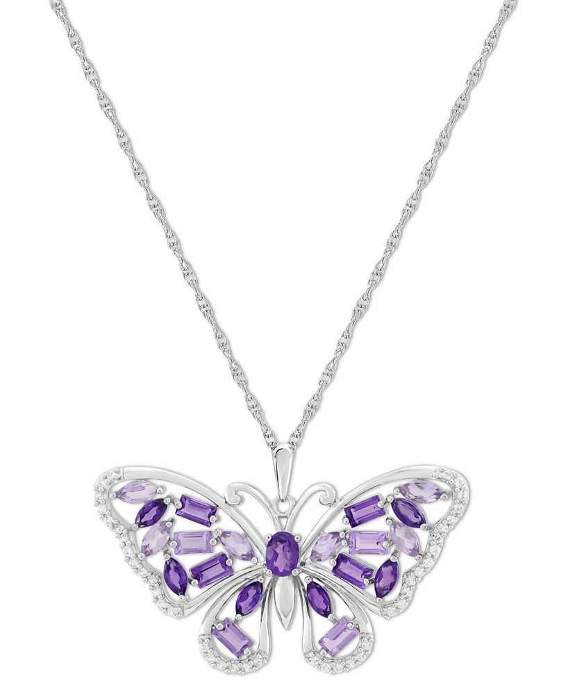 Blue Topaz (2-1/4 ct. t.w.) & Lab-Grown White Sapphire (1/5 18" Pendant Necklace Sterling Silver (Also Amethyst)