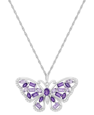 Blue Topaz (2-1/4 ct. t.w.) & Lab-Grown White Sapphire (1/5 18" Pendant Necklace Sterling Silver (Also Amethyst)