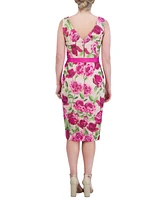 Eliza J Petite Floral-Print Boat-Neck Sleeveless Sheath Dress