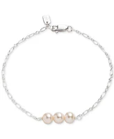 Lauren Ralph Lauren Sterling Silver Genuine Freshwater Pearl Link Bracelet