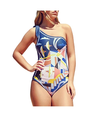 Jessie Zhao New York Dream Like Reversible One-Shoulder One-Piece Swimsuit