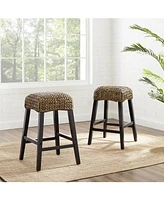 Crosley Edgewater 2-Piece Seagrass Backless Counter Height Bar Stool Set