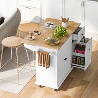 Rolling Kitchen Cart with Drop Leaf & Storage