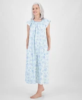 Charter Club Women's Cotton Smocked-Neck Nightgown, Created for Macy's