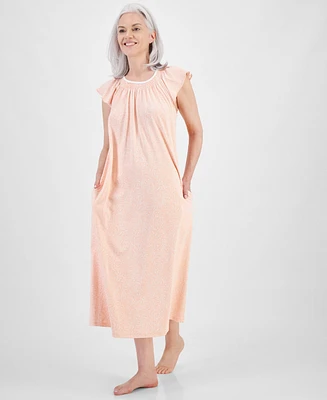 Charter Club Women's Cotton Smocked-Neck Nightgown, Created for Macy's