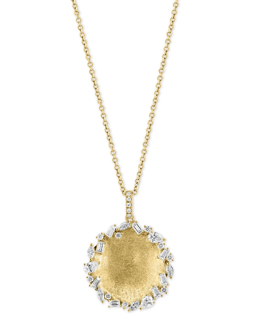 Effy Diamond Mixed Cut Textured Disc 18" Pendant Necklace (5/8 ct. t.w.) in 14k Gold