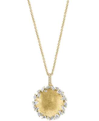 Effy Diamond Mixed Cut Textured Disc 18" Pendant Necklace (5/8 ct. t.w.) in 14k Gold