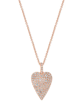 Effy Diamond Pave Heart 18" Pendant Necklace (5/8 ct. t.w.) in 14k Rose Gold