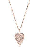 Effy Diamond Pave Heart 18" Pendant Necklace (5/8 ct. t.w.) in 14k Rose Gold