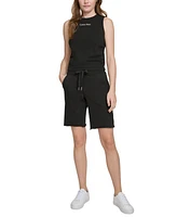 Calvin Klein Women's Ruched Crewneck Logo Tank Top