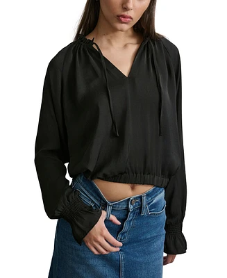 Dkny Jeans Women's Smocked-Cuff Raglan-Sleeve Blouse