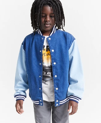 Epic Threads Little and Big Boys Cotton Denim Varsity Jacket, Created for Macy's