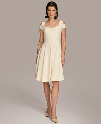 Donna Karan Women's Cold-Shoulder Fit & Flare Dress