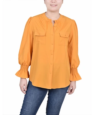 Ny Collection Women's Long Sleeve Y-neck Blouse