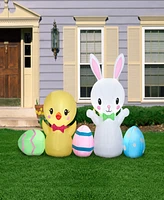National Tree Company 78" Inflatable Easter Bunny and Chick
