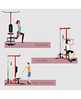 Soozier Cable Machine Lat Pull Down Machines with Flip-Up Footplate