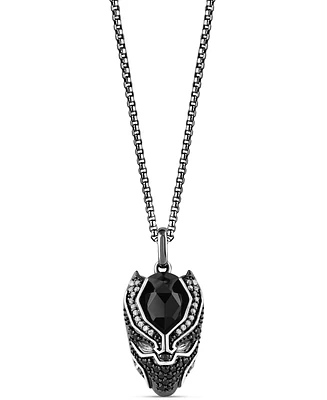 Marvel Wonder Fine Jewelry Onyx, Black Spinel (1/5 ct. t.w.) & Diamond (1/8 ct. t.w.) Black Panther 18" Pendant Necklace in Sterling Silver