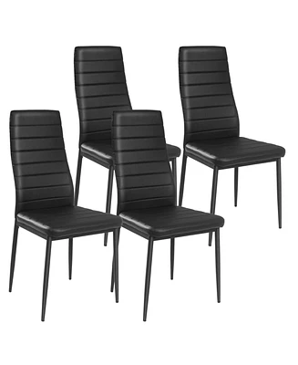 4 Pieces Modern Leather Dinning Chairs Set with Metal Frame