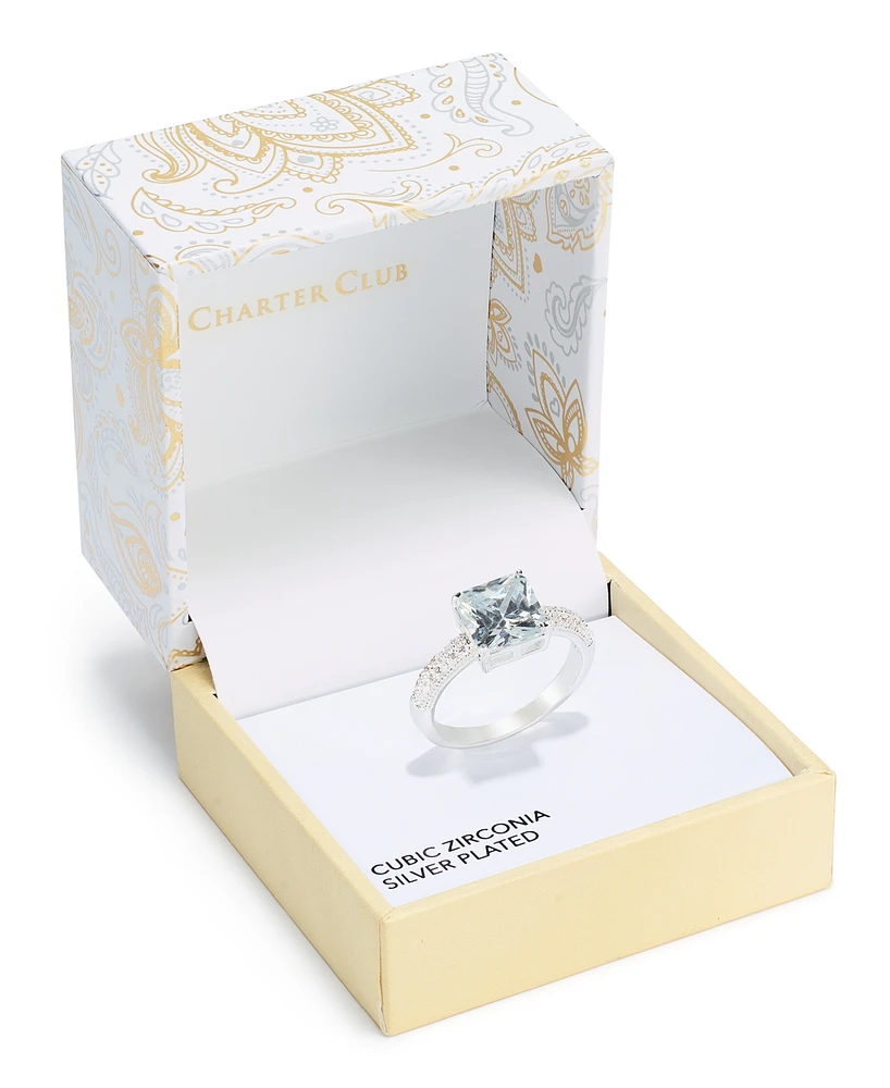 Charter Club Silver Plated Cubic Zirconia Ring, Created for Macy's