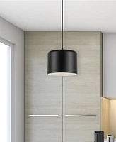 Dainolite 6" Metal Emilia 1 Light Matte Black Pendant