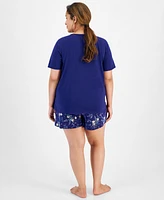 Charter Club Plus Printed Short-Sleeve Pajamas Set, Created for Macy's