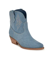 Nine West Women's Texen Western Ankle Booties - Blue Denim