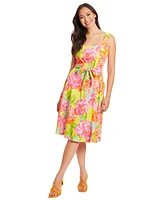 London Times Petite Printed Fit & Flare Dress