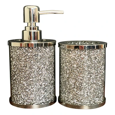 Simplie Fun Exquisite 2 Piece Soap Dispenser And Toothbrush Holder In Gift Box
